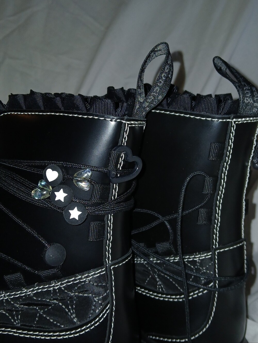 Dr Martens Jadon Frill Smooth Leather Lace Up Combat Platform Charm Boots, Black - Picture 10 of 16